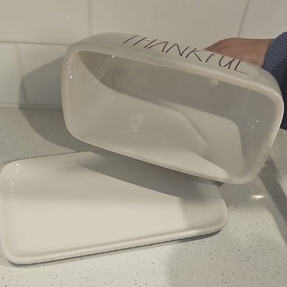 Rae Dunn White 'Thankful' Butter Dish - Picture 2 of 3